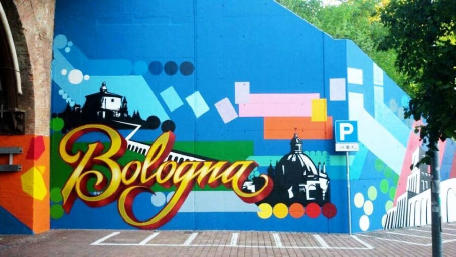 Bologna: Street Art Tour on Electric Bike - Stop #1: the oldest mural in Bologna